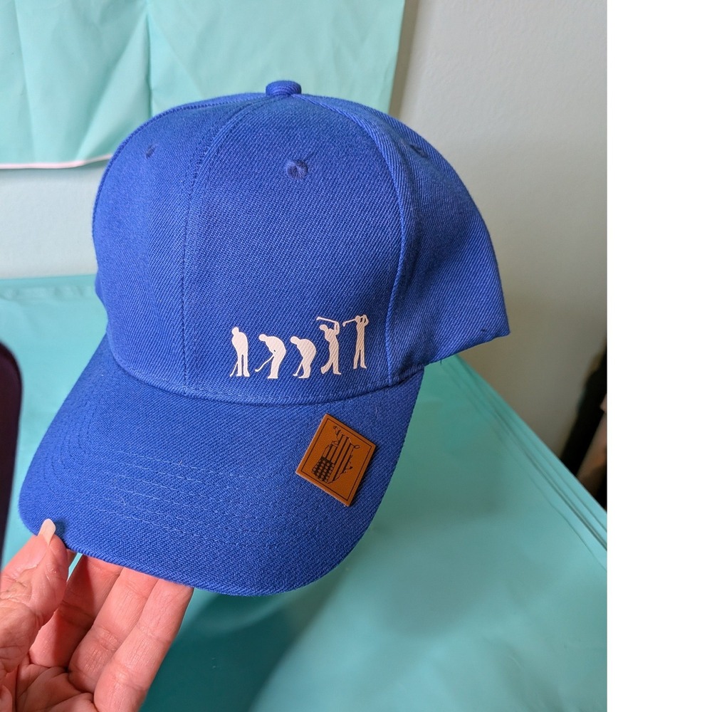 Royal Blue Golf Swing Sequence Baseball Cap Adjustable Hook and Loop Hat
